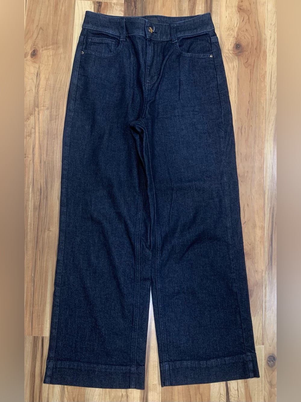 Talbots Trouser Jean Womens 2P Mid Rise Dark Wash Denim Stretch Wide Leg